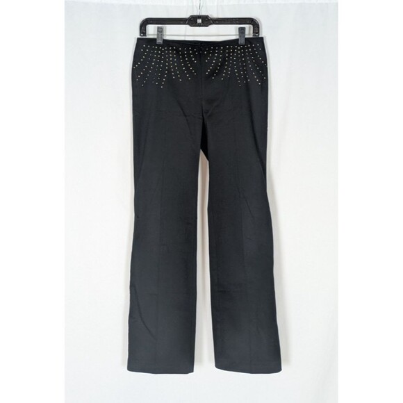 Express Pants - Vintage Express Pants 7/8 Black Embellished Waist Flared Leg Zipper Front Y2K